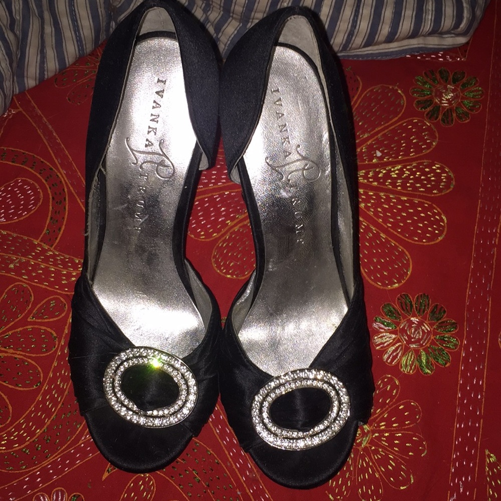 Crystal Studded Black Heels